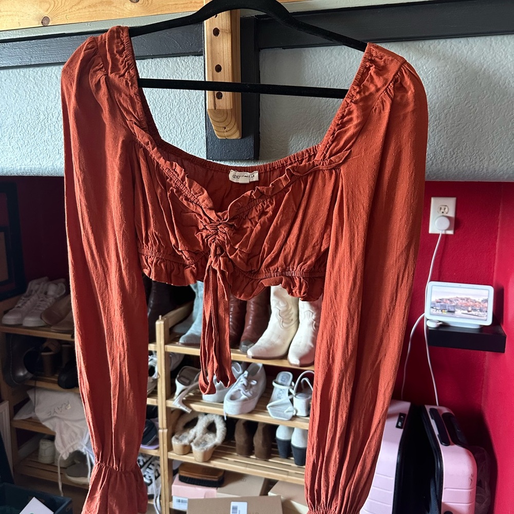 Cotton Candy LA Rust Crop Top with Long Sleeves
